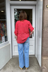 Red Polkadot Cotton Blouse
