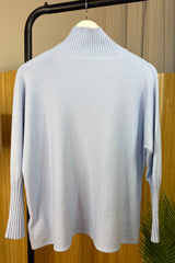 Pastel Blue Ribby Knit Jumper