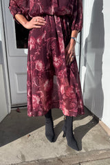 Petra Burgundy Floral Printed Dress