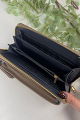 Taupe Zip Wallet Crossbody Bag