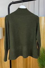 Khaki Green Ribby Knit Jumper