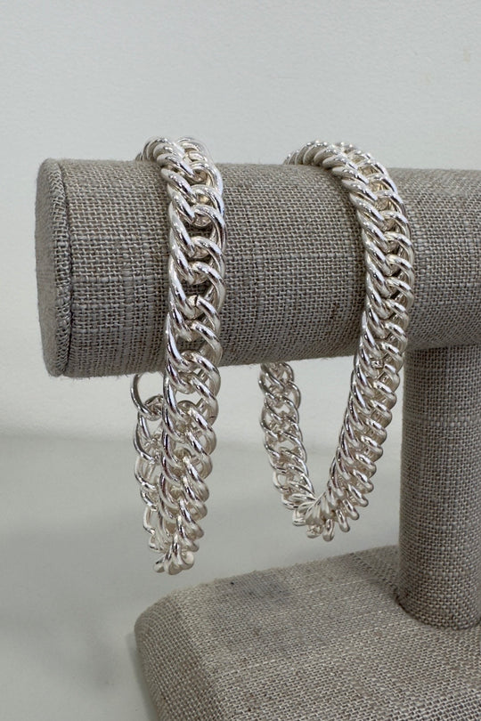 Silver Curb Chain Statement T-Bar Bracelet