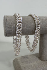Silver Curb Chain Statement T-Bar Bracelet