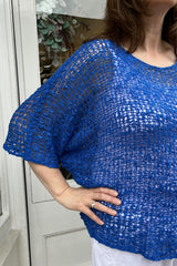 Cobalt Blue Popcorn Poncho Top
