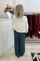 Teal Nicole Wide Leg Trousers