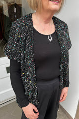 Black Wildflower Knitted Waistcoat