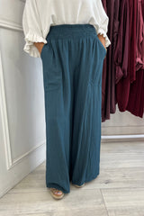 Teal Nicole Wide Leg Trousers
