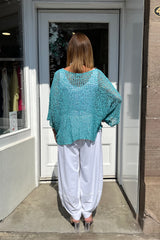 Turquoise Blue Popcorn Poncho Top