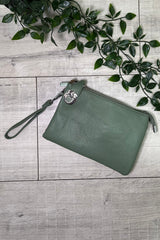 Khaki Green Cleo Zip Crossbody Bag