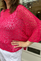 Cerise Pink Popcorn Poncho Top
