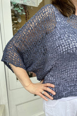 Denim Blue Popcorn Poncho Top