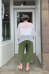 Khaki Green Front Pocket Cropped Trousers
