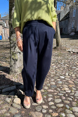 Navy Premium Crop Trouser