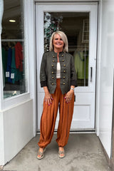 Carrie Khaki Green Military Suedette Jacket