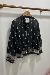 Black Polkadot Lightweight Bomber Jacket