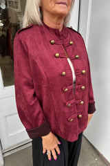 Carrie Burgundy Military Suedette Jacket