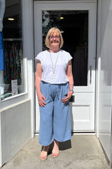 Denim Blue Wide Leg Culottes