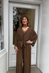 Chocolate Brown Silk Button Through Blouse