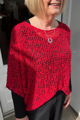 Red Popcorn Poncho Top