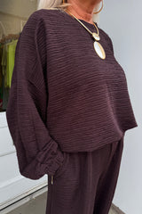 Cocoa Brown Bessy Crinkle Trouser Set