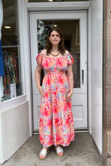 Summer Sorbet Bardot Printed Maxi Dress