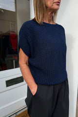 Navy Blue Yasmin Short Sleeve Knit