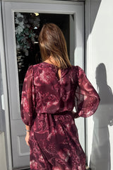 Petra Burgundy Floral Printed Dress