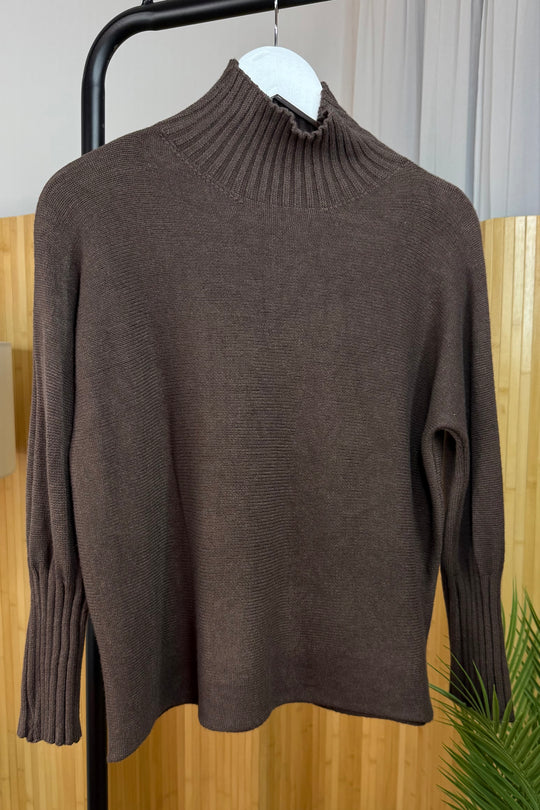 Chocolate Brown Ribby Knit Jumper