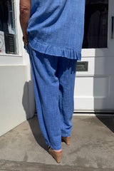 Cornflour Blue Ava Cotton Front Pocket Trousers