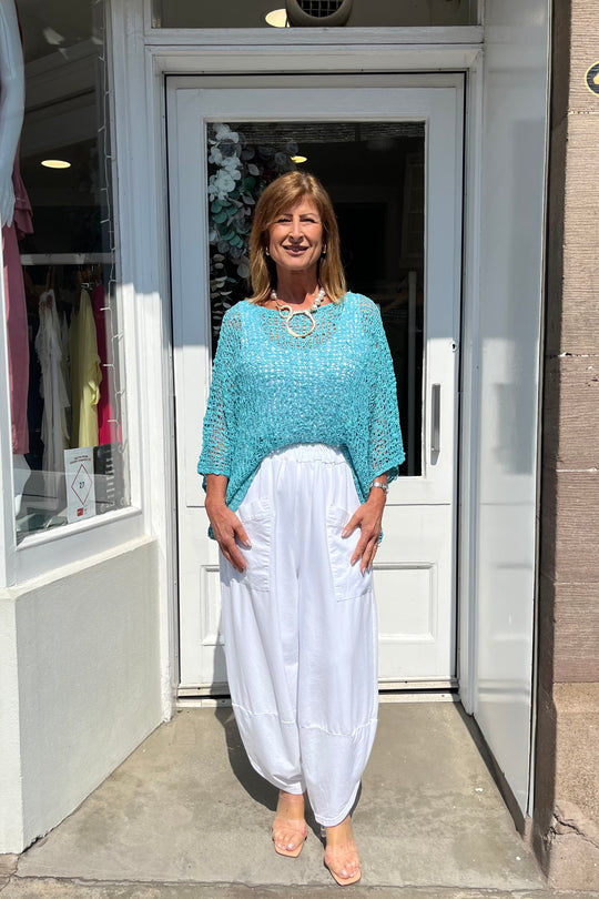 Turquoise Blue Popcorn Poncho Top