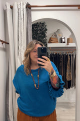 Teal Frill Sleeve Fearne Jumper