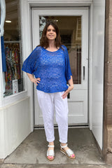 Cobalt Blue Popcorn Poncho Top