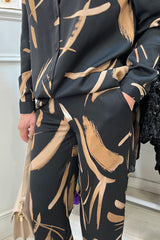 Black and Cream Abstract Trousers