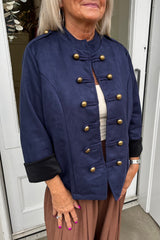 Carrie Navy Blue Military Suedette Jacket