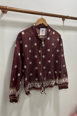 Burgundy Polkadot Lightweight Bomber Jacket
