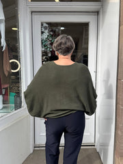 Khaki Green Neave Oversized Ruched Button Cardigan