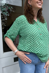 Bright Green Polkadot Cotton Blouse