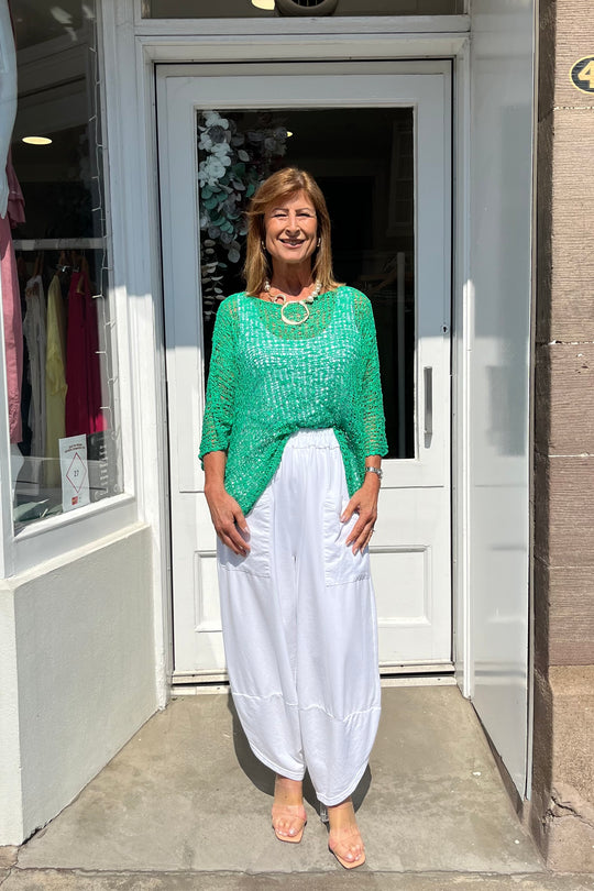 Bright Green Popcorn Poncho Top
