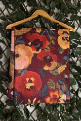 Wine Red Autumn Gold Fleck Floral Scarf