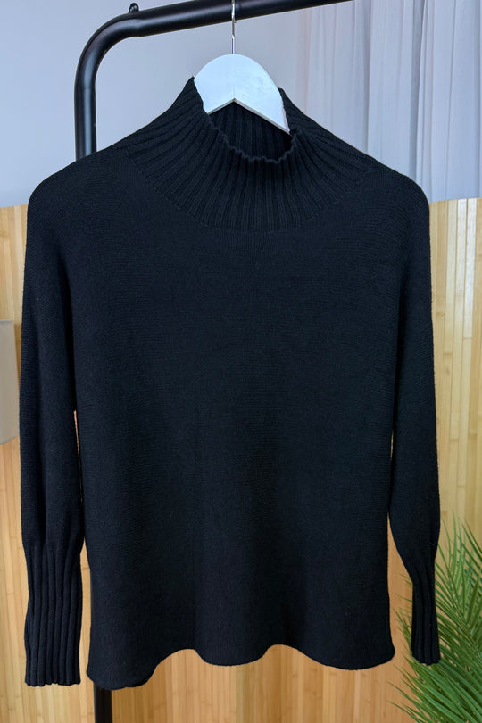 Black Ribby Knit Jumper