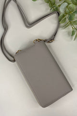 Grey Zip Wallet Crossbody Bag