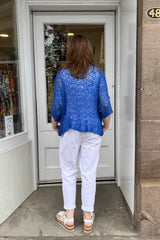 Cobalt Blue Popcorn Poncho Top