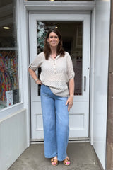 Beige Polkadot Cotton Blouse