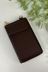 Chocolate Brown Zip Wallet Crossbody Bag