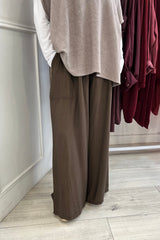 Chocolate Brown Nicole Wide Leg Trousers