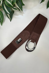 Chocolate Brown Sadie Faux Suede Stretch Waist Belt