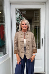 Carrie Mocha Military Suedette Jacket