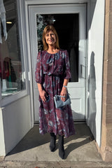 Petra Aubergine Floral Printed Dress