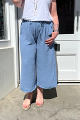 Denim Blue Wide Leg Culottes