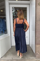 Navy Blue Crochet Bust Dress